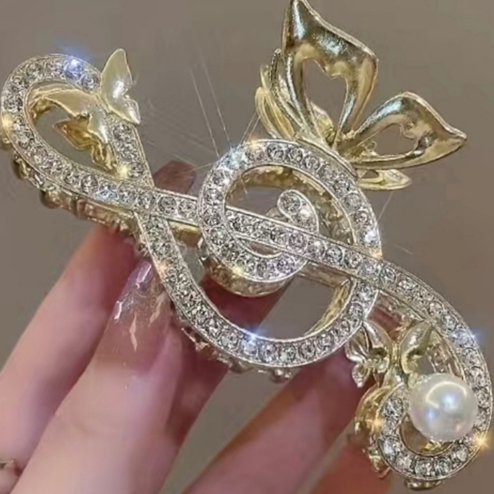 Music Note Claw Hair Clip - Rhinestone - Picture 8 of 10